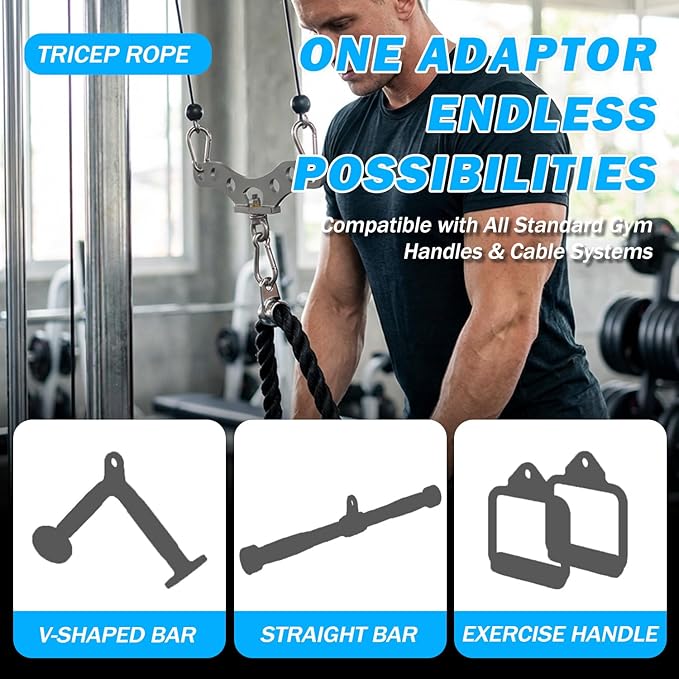 J Bryant Stainless Steel Double to Single Pulley Adaptor Plate for Cable Machine – Fitness Dual Pulley Connector with 3 Carabiners for LAT Pulldown, Triceps Pushdown, and T Bar Row Accessories