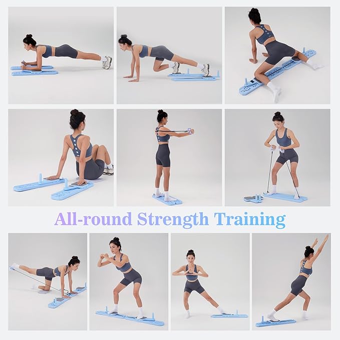 Nicoler Portable Pilates Reformer Set- Pilates Board 8-in-1 Multi-Functional Pilates Equipment