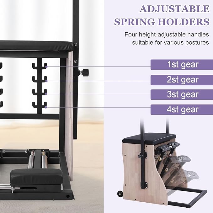 Generic Pilates Chair Split-Pedal Stability Combo Chair with Adjustable Resistance Split Pedal Handles