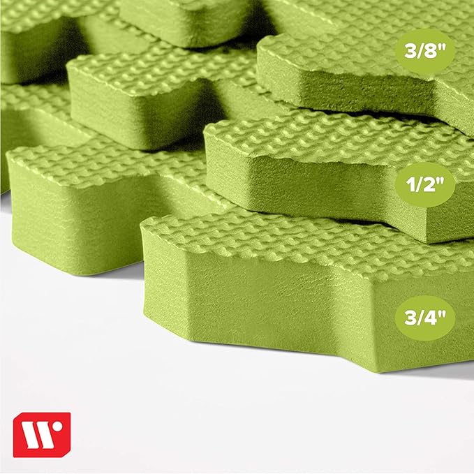 We Sell Mats 3/8" Thick Multipurpose EVA Foam Exercise Floor Mat, Interlocking Tiles, Anti-Fatigue for Home or Gym
