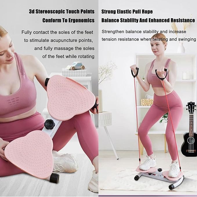 Waist Twisting Machine, Waist Sculpture Twister, Waist Whisper with Drawstring Body Shaping Waist Twisting Disc Exercise Waist Twisting Board Massage Foot Sole for HomeBlue,12x53x33cm