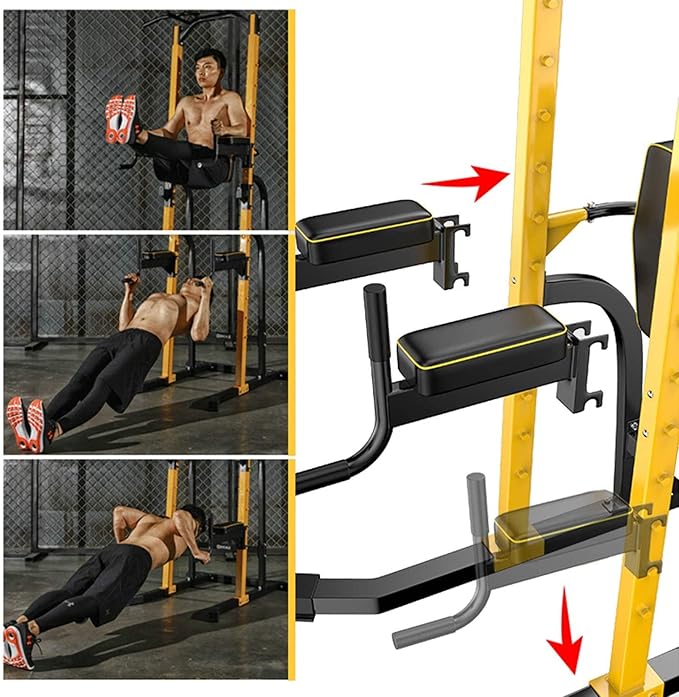 ZENOVA Pull Up Bar Station Power Tower, Adjustable Height Dip Bar for Home Gym Multi-Function Strength Training Workout Equipment