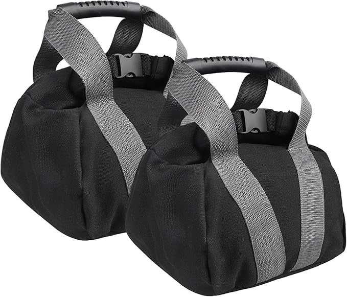 Canvas-Kettlebell-Sandbag, 2Pcs Fitness Sandbags with Non-slip Handle Refillable Portable Canvas Sand Kettlebell Soft Sand Bag for Home Training, Fitness, Yoga Workou
