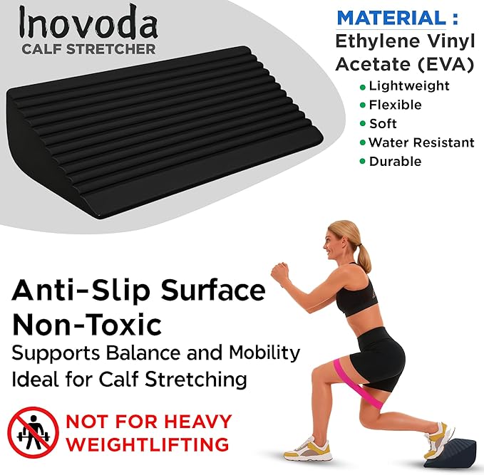 Slant Board for Calf Stretching | Achilles Stretch Board, Ankle Balance Board & Ankle Exerciser Strengthener for Relief of Plantar Fasciitis, Achilles Tendonitis & Calf Tightness | Calf Stretcher with 5 Resistance Bands & Carry Bag