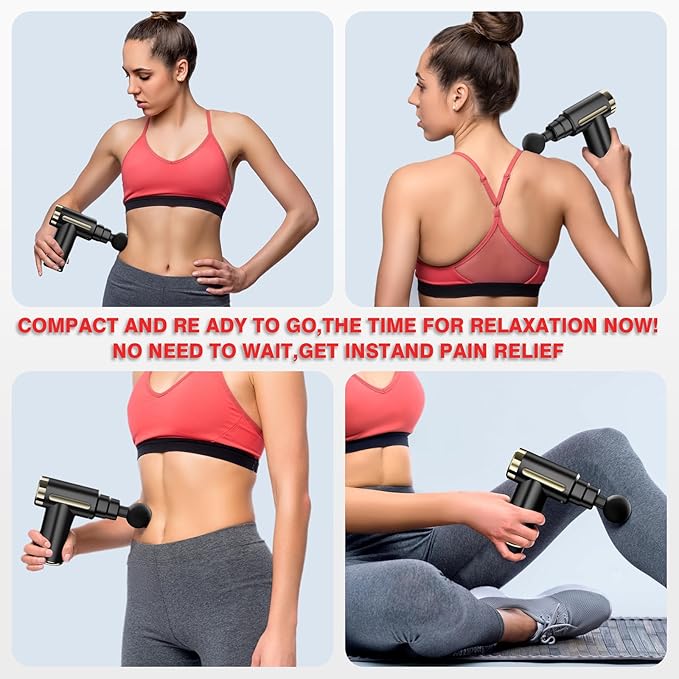 cotsoco Massage Gun Deep Tissue for Pain Relief with 4 Massage Heads & 6 Speeds, Electric Mini Handheld Body Massager for Any Pain Relief, Best Gifts for Dad and Mom