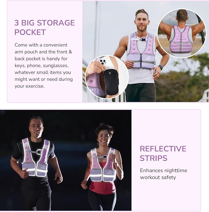 Weighted Vest Woman Men 6lb 8lb 10lb 12lb 14lb 16lb 20lb 25lb 30lb Weight Vest Zipper Front Rucking Vests With Reflective Strips for Walking Running Workout Strength Training Weight Loss Women