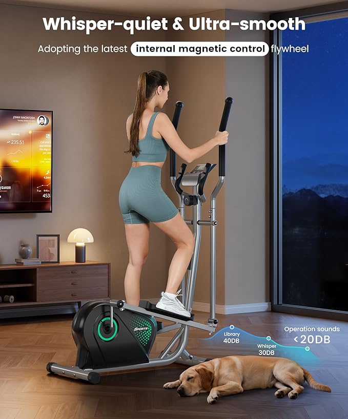 Dripex Elliptical Exercise Machine, Magnetic Elliptical Machine for Home, Hyper-Quiet Elliptical Training Machines w/ 6KG Flywheel, 16 Resistance Levels, Pulse Sensor, LCD Monitor