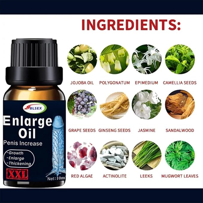 Men's Herbal Enlarge Massage Oil - Natural Formula for Wellness, Enlargement 10ml | 0.34 fl.oz | Pack of 1