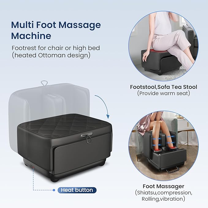 COMFIER 2 in 1 FSA Foot Massager Machine, HSA Shiatsu Foot and Calf Massager with Heat,Kneading,Vibration,Compression Massagers for Feet Health,Ankle & Leg Tired, Plantar Fasclitis,Gift for Men Women
