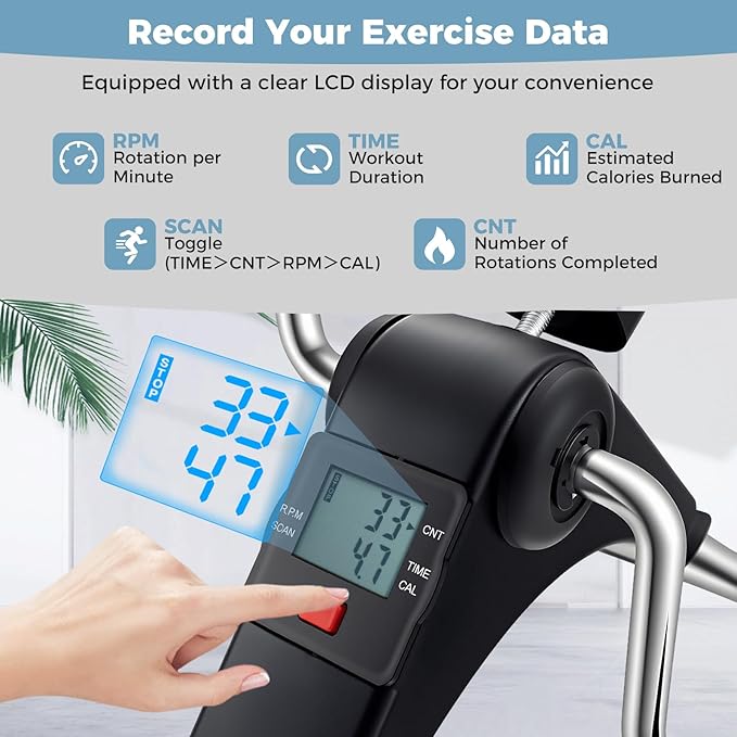GYMAX Pedal Exerciser, Under Desk Bike Foldable with LCD Display for Arms & Legs Workout, Portable Mini Exercise Bike for Seniors Office Home Fitness