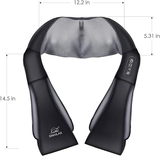 Snailax Cordless Massager - Shiatsu Neck and Shoulder Massager with Heat, FSA Eligible, Portable, Lumbar, Back Electric Massage Pillow, Christmas Gift