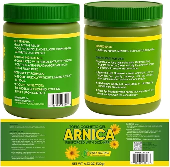 Arnica Massage Combo – Oil 6 fl oz + Gel 4.23 oz – Natural Topical Set for Muscles & Joints,Fast-Absorbing, Botanical Aroma,Daily Massage Therapy Use – Non-GMO,100% Natural – Authentic by BexpertsUSA