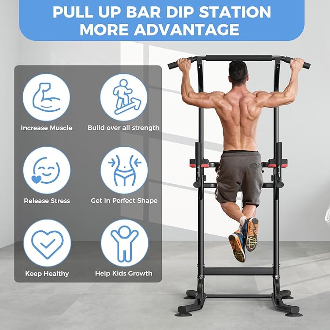 ZENOVA Pull Up Bar, Multi-Function Pull Up Dip Bar Station, Home Gym Workout Strength Training Equipment for Men Women Muscle Building