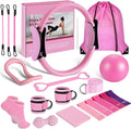 19 Pack Pilates Ring Set for Womem, Home Workout Equipment with 12 inch Magic Circle Pilates Ring and Ball Set, 5 Resistance Bands, Magic Circle, Grip Socks & Accessories for Full Body Toning