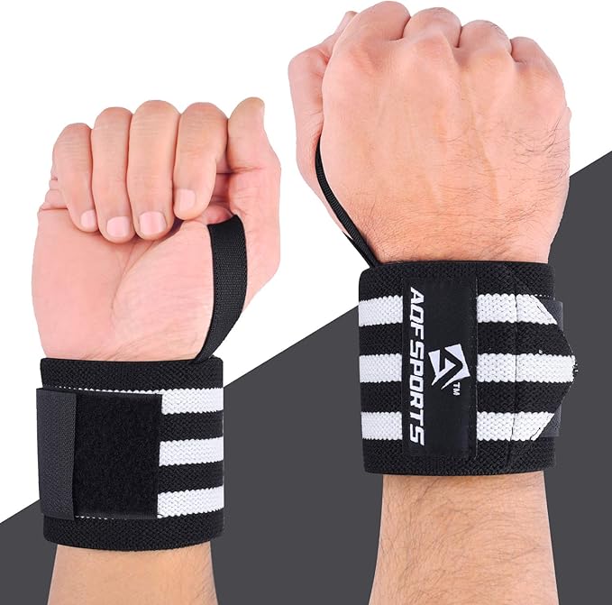 AQF Wrist Wraps for Weightlifting - USPA & IPL Approved 18" Gym Wrist Support with Thumb Loop - Heavy Duty Lifting Wrist Straps for Fitness, Workout, Powerlifting, & Bodybuilding (Pair)