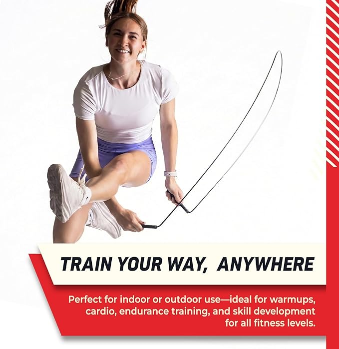 Elite Jumps Adjustable Jump Rope – 6mm PVC Training Rope for Fitness & Cardio | Indoor/Outdoor Skipping Rope with Unbreakable Handles, Non-Kinking Cord & Smooth Rotation for Boxing & Strength