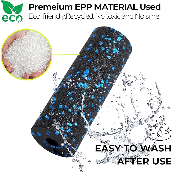 Mini Massage Foam Roller High Density - 100% Recycled Non-Toxic Material - Portable Pocket-Sized for Travel - Foot Arch,Legs & Arms Pain Target - Waterproof and Durable 15x6cm(Green)