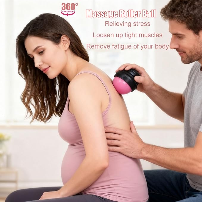 Labor Comb Kit with Massage Roller Ball and Pain Fidget, Wooden Birth Support Tools for Expectant Mothers, Pregnancy Essentials (Wood)