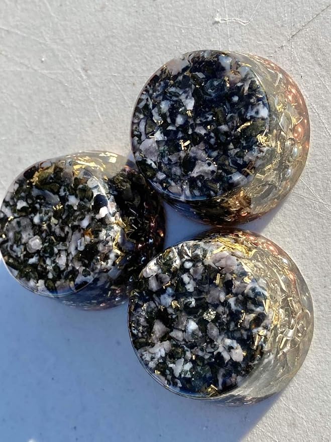 Indigo Gabbro Merlinite Orgone Generator Energy Accumulator 528Hz/7.83Hz/Advance Harmonics Many Beautiful Ingredients and Colors! (Indigo Gabbro Merlinite)
