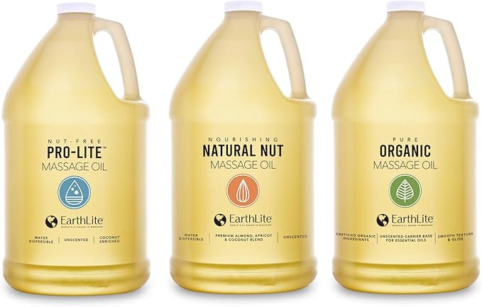 EARTHLITE Massage Oil NATURAL-NUT – NEW FORMULA -Unsurpassed Glide, 100% Chemical-Free, Unscented