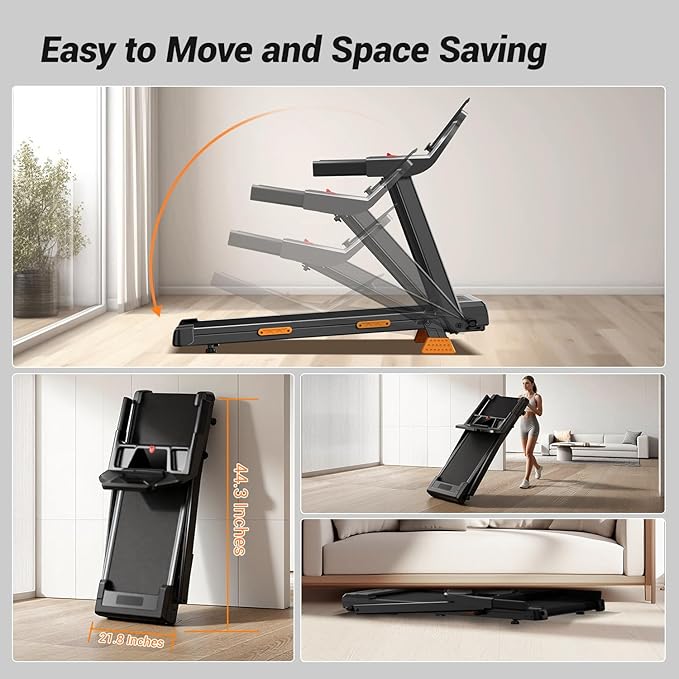 LONTEK Treadmills for Home with 15% Incline & Led Screen, 7-Layer Shock-Absorbing Foldable Treadmill with Handle Bar Up to 400lbs Capacity, 3.0HP Quiet Walking Pad Treadmill 0.6-7.5MPH