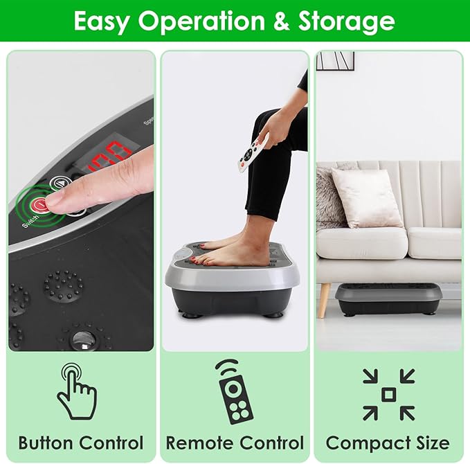 Vibration Plate Exercise Machine, Full-Body Workout Vibration Platform Equipment for Weight Loss, Vibrating Shaking Stand Plate Board with Resistance Bands Fitness Machine for Home Women Men