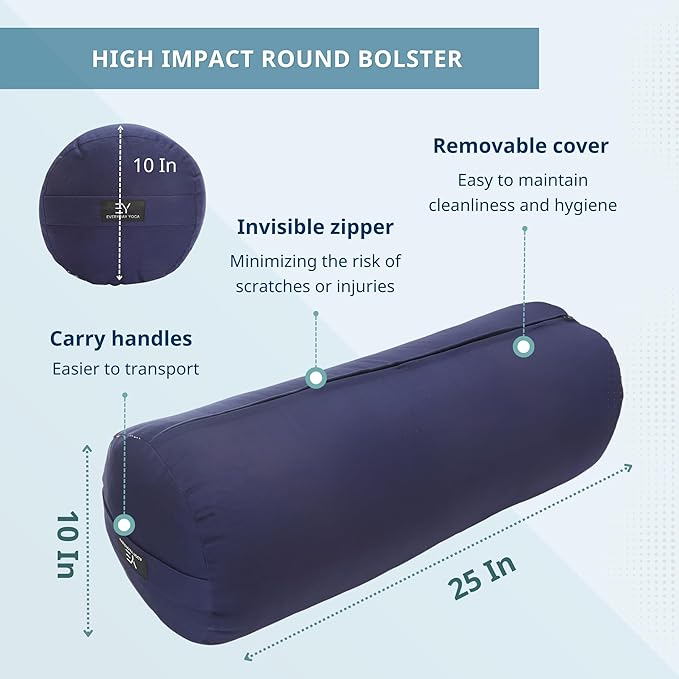 Everyday Yoga Premium Bolster, Soft & Supportive Meditation Pillow with Carry Handle, Lightweight Cushion for Restorative Yoga & Relaxation (Multi-Color)