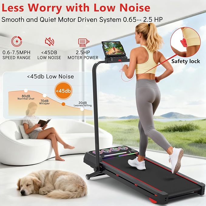 Walking Pad with Handle Bar and Incline, 3 in 1 Under Desk Treadmill with Hiking Mode, 2.5HP Low Noise Walking Treadmill Pad with Remote Control,Portable Treadmills for Home Office, Led Display
