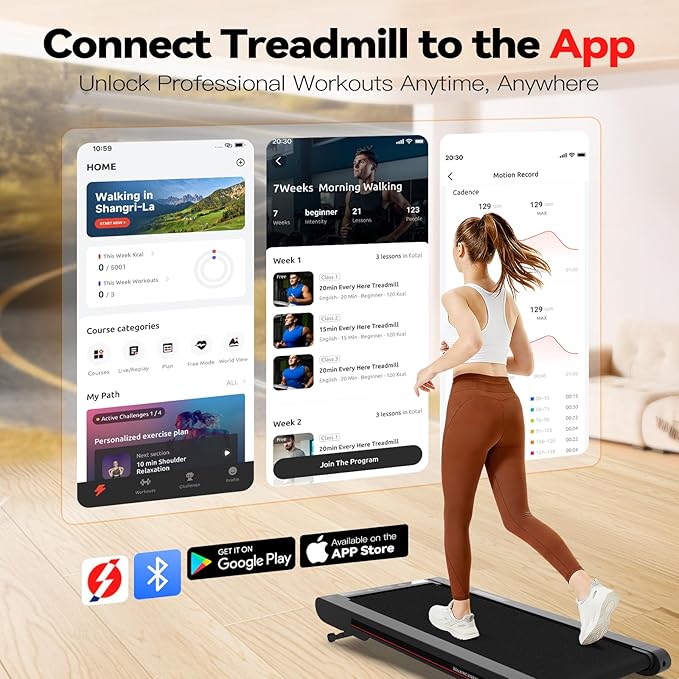 Sperax Walking Treadmill Pad with APP, 3 in 1 Under Desk Treadmill, 400W Low Noise Walking Vibration Pad with Remote Control,Portable Treadmills for Home Office