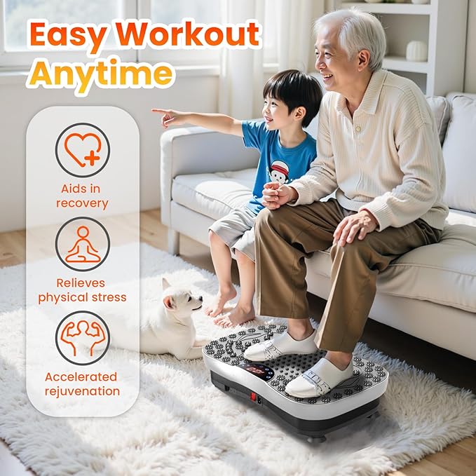 AXV Vibration Plate Fitness Platform Exercise Machine Vibrating Lymphatic Drainage Shaking Workout Full Body Shaker Vibrate Stand Shake Board Sport Gym Pad for Weight Loss Fat Burner for Women Men