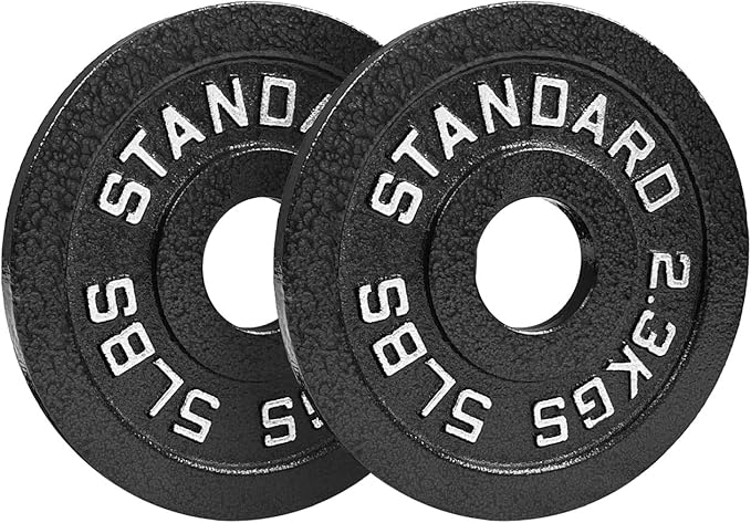 Steel Olympic Plates 175LB Set - 2 inch Olympic Hammertone Coated 2x 2.5lb, 5lb, 10lb, 25lb, & 45lb for Weight Lifting Training