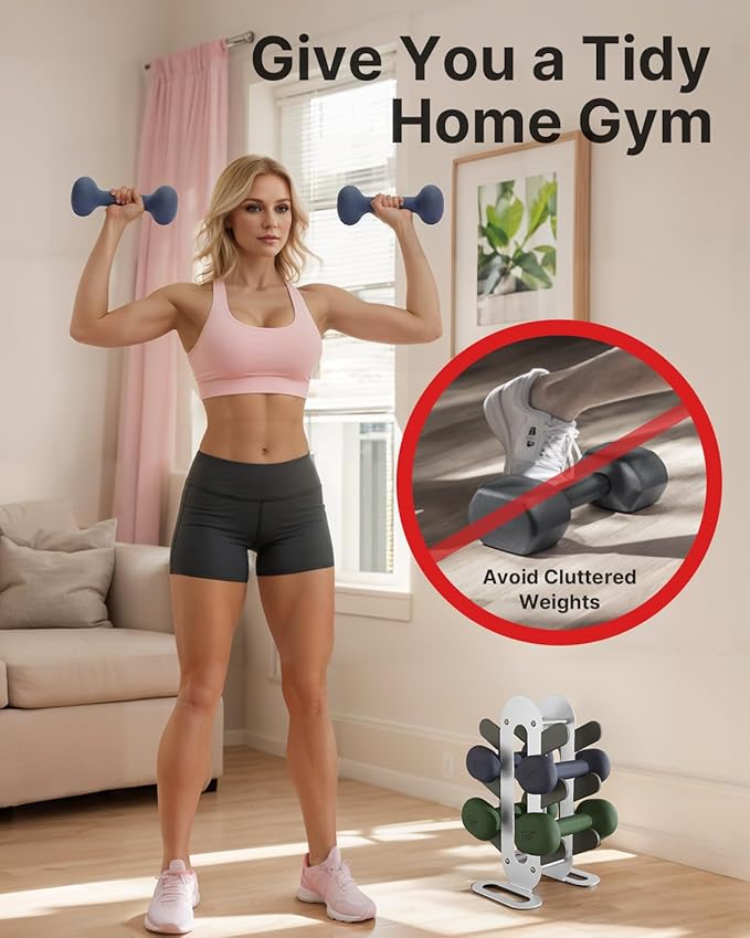 YOTTOY Compact Dumbbell Rack-Weight Rack for Home Gym, Sturdy Weight Holder for Dumbbells, Small Weight Rack for Weights & Dumbbell Rack Stand Only