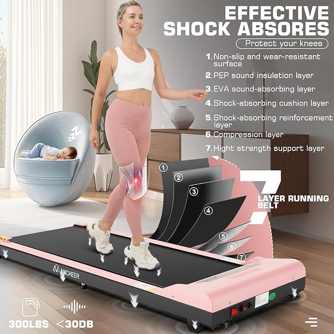 ANCHEER Walking Pads, 2 in 1 Under Desk Treadmill 2.5HP Compact Running Machine with Remote Control, 300lbs Weight Capacity for Home/Gym/Office,Ultra-Quiet, Installation-Free