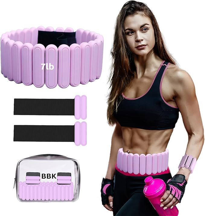 Silicone Adjustable Weighted Belt for Women & Men – DIY Weighted Walking & Exercise Belt with Removable Weights – Gym, Strength Training, Yoga, Hiking – Free Weight Adjustment for Wrist & Ankle
