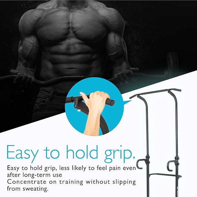 BODYTECH Power Tower Dip Station for Home Gym Workout, Fitness. Pull up Bar Stand for Muscle Training. 330LBS Black BTS91NH006A