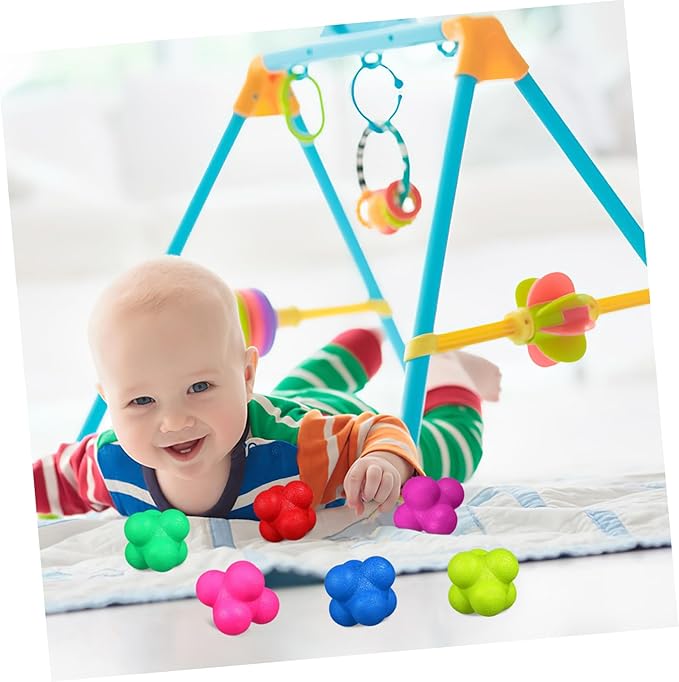 6 Pcs Hexagonal Reflex Balls for Agility Training Colorful Reaction Balls for Sports Coordination Hand Eye Reflex Improvement Suitable for Basketball Soccer Volleyball Football
