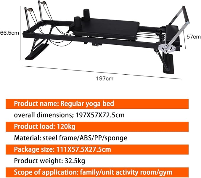 BVCL Folding Pilates Reformer for Home with Metal Spring, Folding Pilates Device, Multifunctional Pilates Bed, Adjustable Intensity