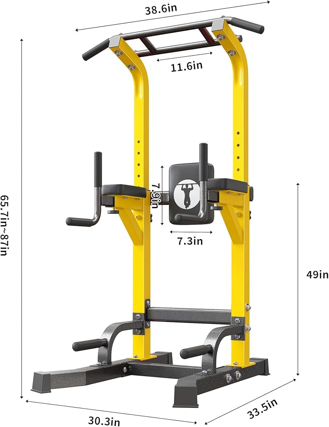 SogesPower Multi-Function Power Tower Pull Up Bar Station Pull Up Dip Station for Home Gym, 10-Level Adjustable Height Pull Up Bar Stand Dip Bar Strength Training Workout Equipment
