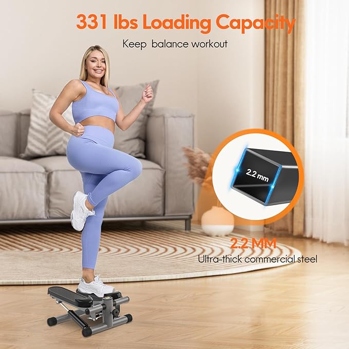Steppers for Exercise at Home, Mini Stpper with Resistance Bands, 331lbs Load Capacity Stair Stepper for Home, Portable Great Workout Exercise Equipment Stepper for Home Gym Office Travel