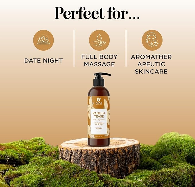 Scented Sensual Massage Oil for Couples - Tropical and Vanilla Full Body Massage Oils with Jojoba Coconut and Sweet Almond Oil with Sweet Aromas for Special Moments - Non GMO Gluten Free and Vegan