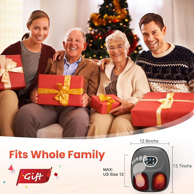 Foot Massager with Heat, FSA Eligible HSA Shiatsu Foot Massager Machine for Plantar Fasciitis, Adjustable Vibration & Pressure for Neuropathy Pain, Women Men Gifts, Fits Up to 12"(Gray)