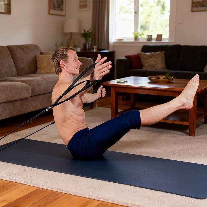 Pilates Straps - Padded Core Strength Fitness | Pilates Exercise Yoga Straps | for Athletes Women Beginners Ladies Home Gym Dorm Apartment