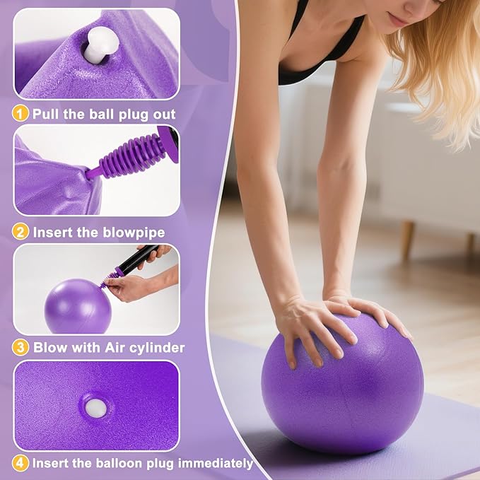 Pilates Ring Fitness Circles Set, High Resistance Yoga Ring Pilates Equipment Set for Women Includes Pilates Ring, 9 Inch Small Exercise Ball, 5 Resistance Bands at Home Pilates Workout Set