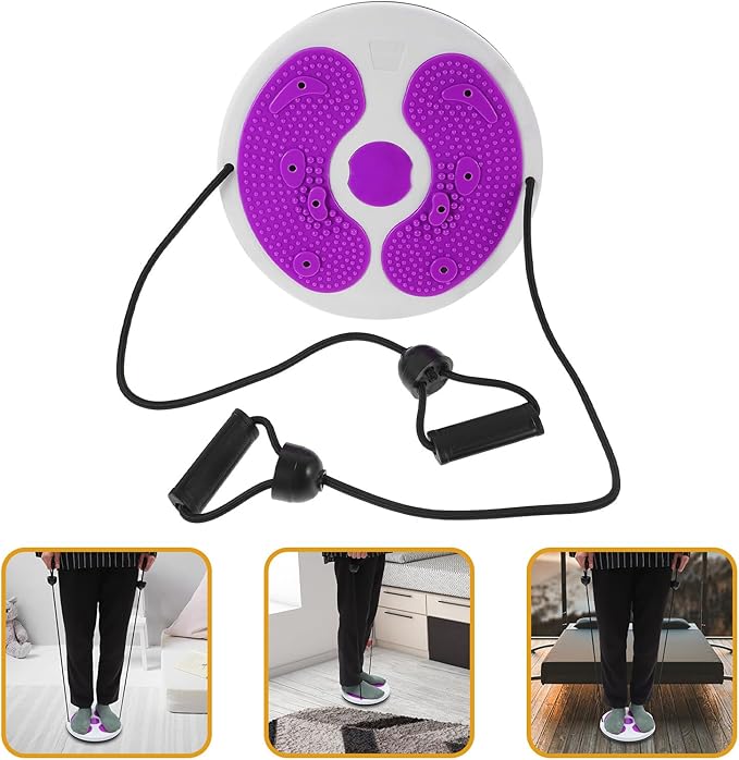 Waist Twisting Disc with Rope Slimming Rotating Machine for Home Fitness Abdominal Workout Purple Waist Trainer Massage Board for Core Strengthening