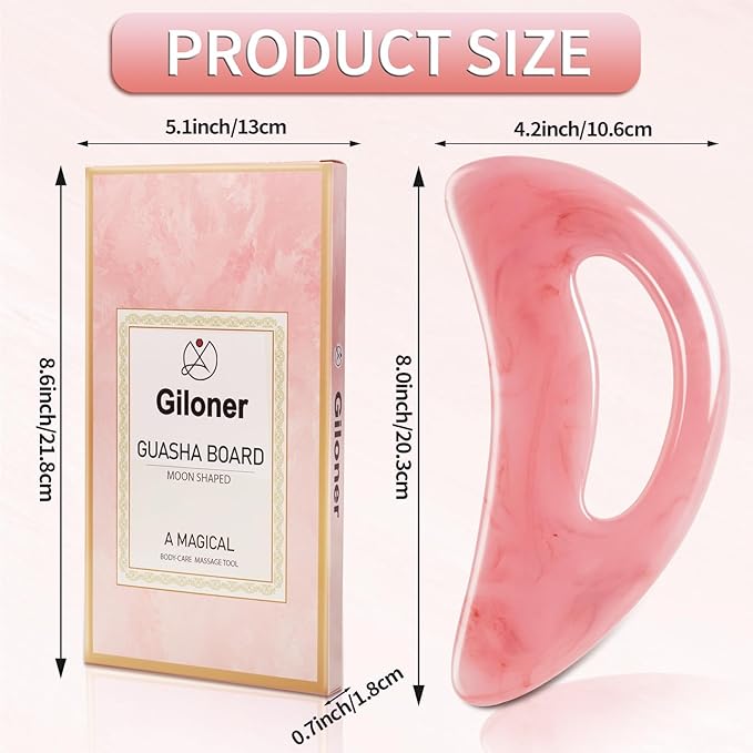 Professional Gua Sha Massage Tool for Body Contouring & Anti-Cellulite, Large Resin Lymphatic Drainage Board with Dual-Sided Design - Face and Back Massager for Women/Men, Home Spa Care(Pink)