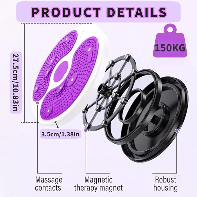 2 PCS Ab Twist Waist Disc Board,Waist Twister Machine Exercise with Leather Tape Measure Aerobic Exercise Fitness Machine with Pull Rope for Home Office Foot Massage