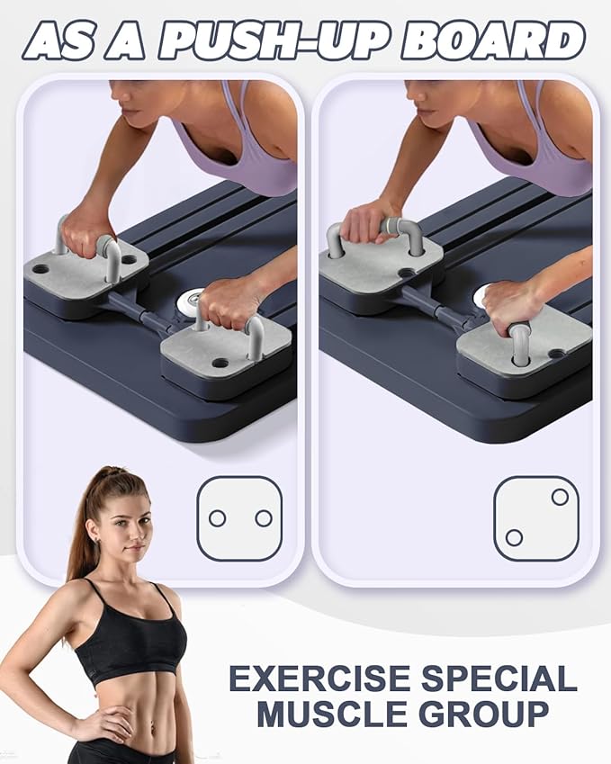 Pilates Board, Multi-Functional Ab Roller Board with Timer, Non-Slip Ab Machine with Slideway & Elbow Support, Easy to Store Ab Roller Board for Fitness Enthusiasts & Novices, Men, Women