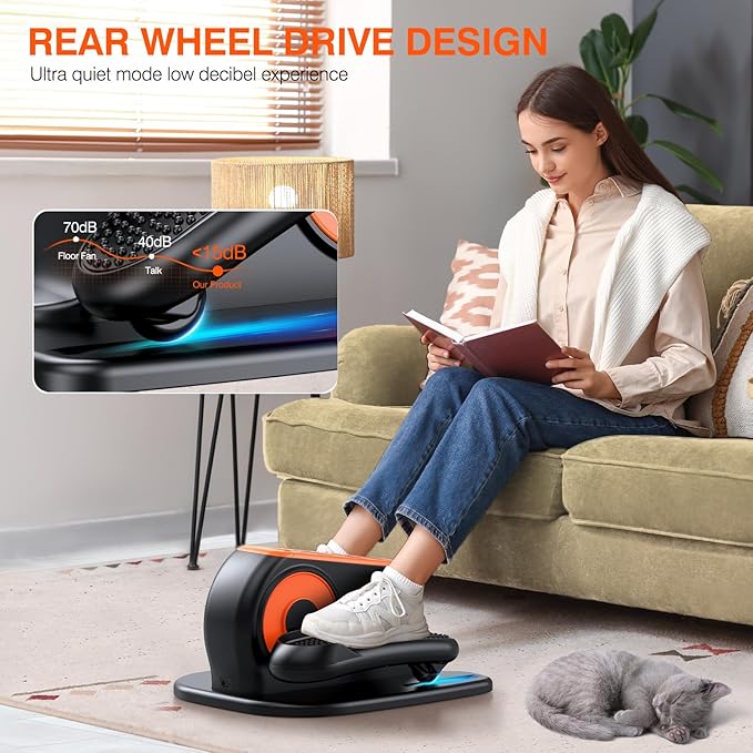 Under Desk Elliptical Machine, Electric Leg Exerciser While Sitting for Seniors, Quiet Portable Elliptical Machine with 12 Adjustable Speeds, Seated Pedal Exerciser with Remote Control