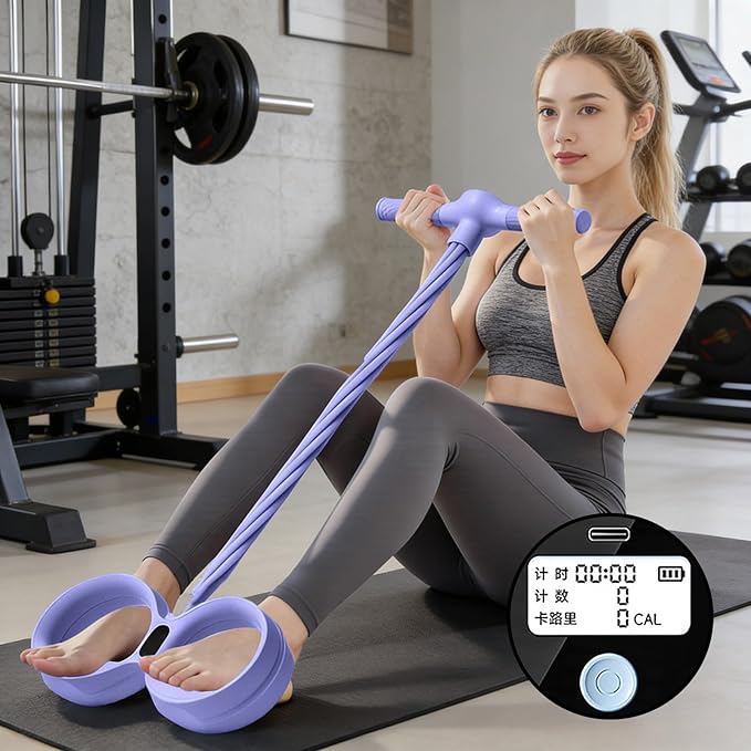 Smart Foot Pedal Puller, with Digital Counter & Handles, 6 Tube Pedal Resistance Band for Full Body Workout, Leg Exerciser While Sitting for Seniors