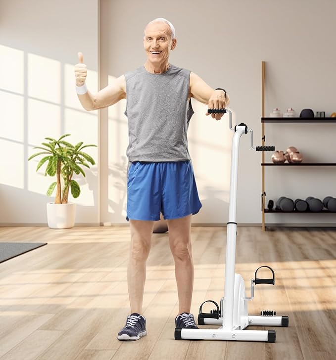 Pedal Exerciser Bike Hand Arm Leg and Knee Peddler, Adjustable Resistance Senior Exercise Equipment for Home, Adjustable Height Knee Exercise Equipment, Stroke Recovery Sit Down Bike